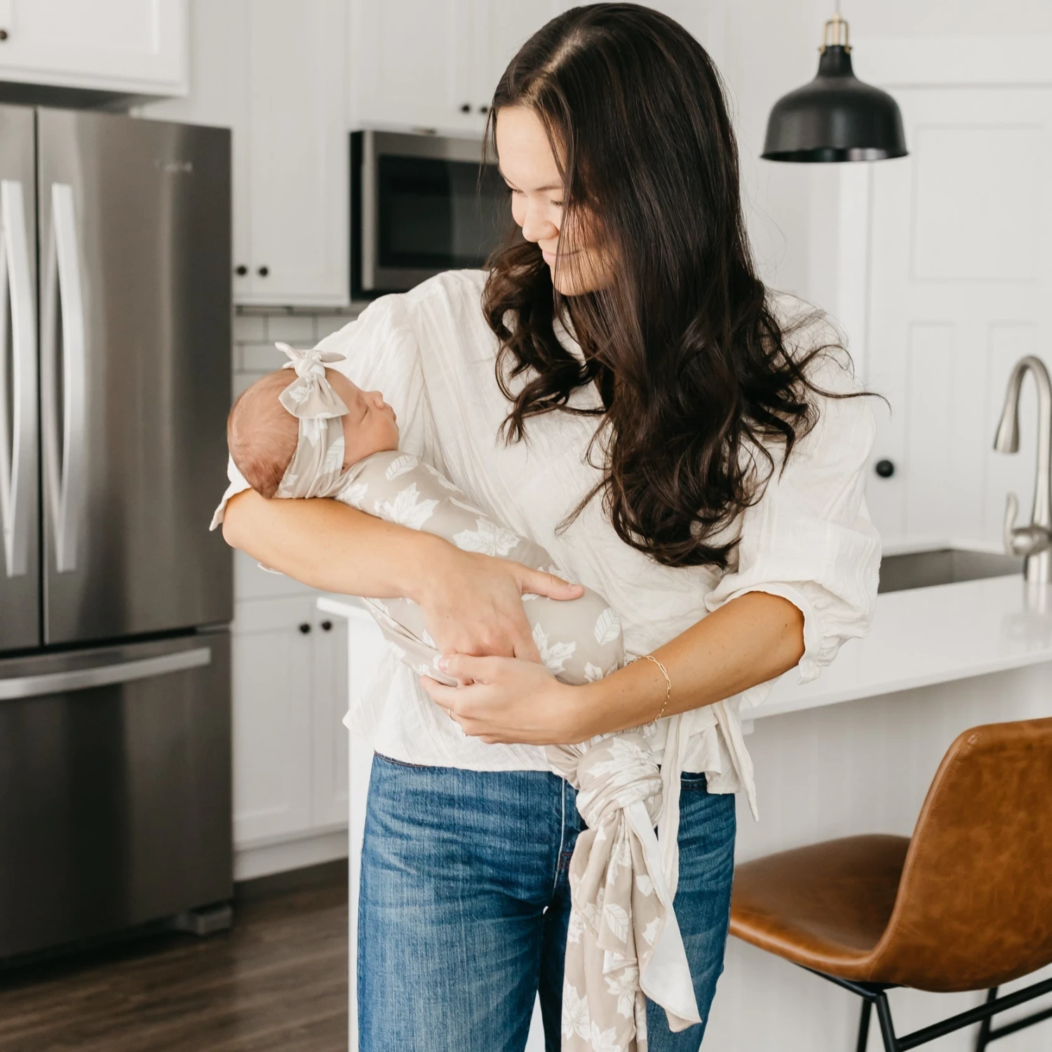 Copper Pearl Knit Swaddle Blanket | Oak 6 Copper Pearl Knit Swaddle Blanket | Oak - Image 4
