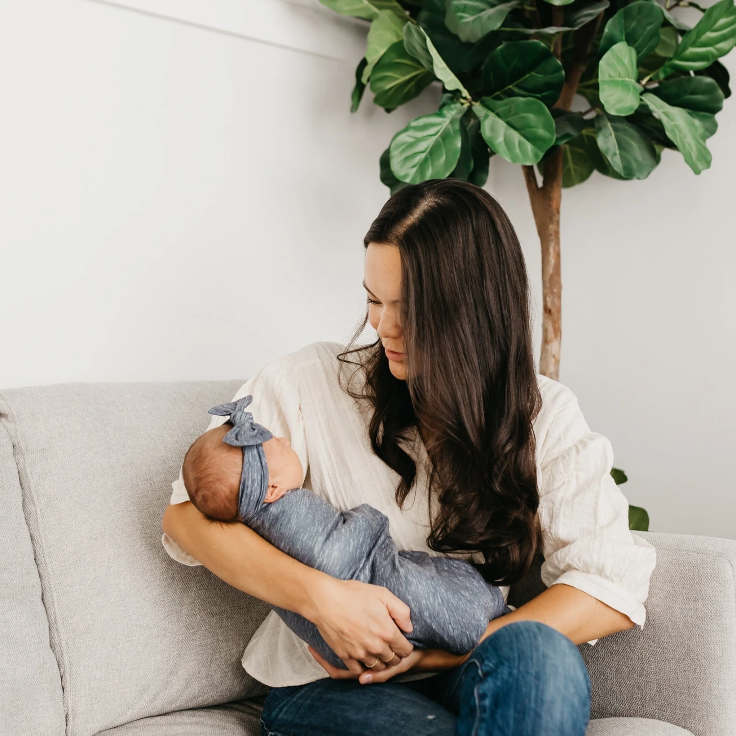 Copper Pearl Knit Swaddle Blanket | Denim 7 Copper Pearl Knit Swaddle Blanket | Denim - Image 5