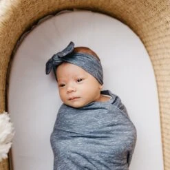 Copper Pearl Knit Swaddle Blanket | Denim 11 Copper Pearl Knit Swaddle Blanket | Denim -The Baby's Crib CPHHJ21ACWEB 89