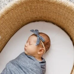 Copper Pearl Ribbon Nylon Bow | Denim -The Baby's Crib CPHHJ21ACWEB 96