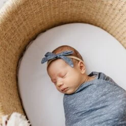 Copper Pearl Ribbon Nylon Bow | Denim -The Baby's Crib CPHHJ21ACWEB 97