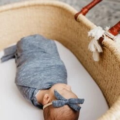 Copper Pearl Ribbon Nylon Bow | Denim -The Baby's Crib CPHHJ21ACWEB 98