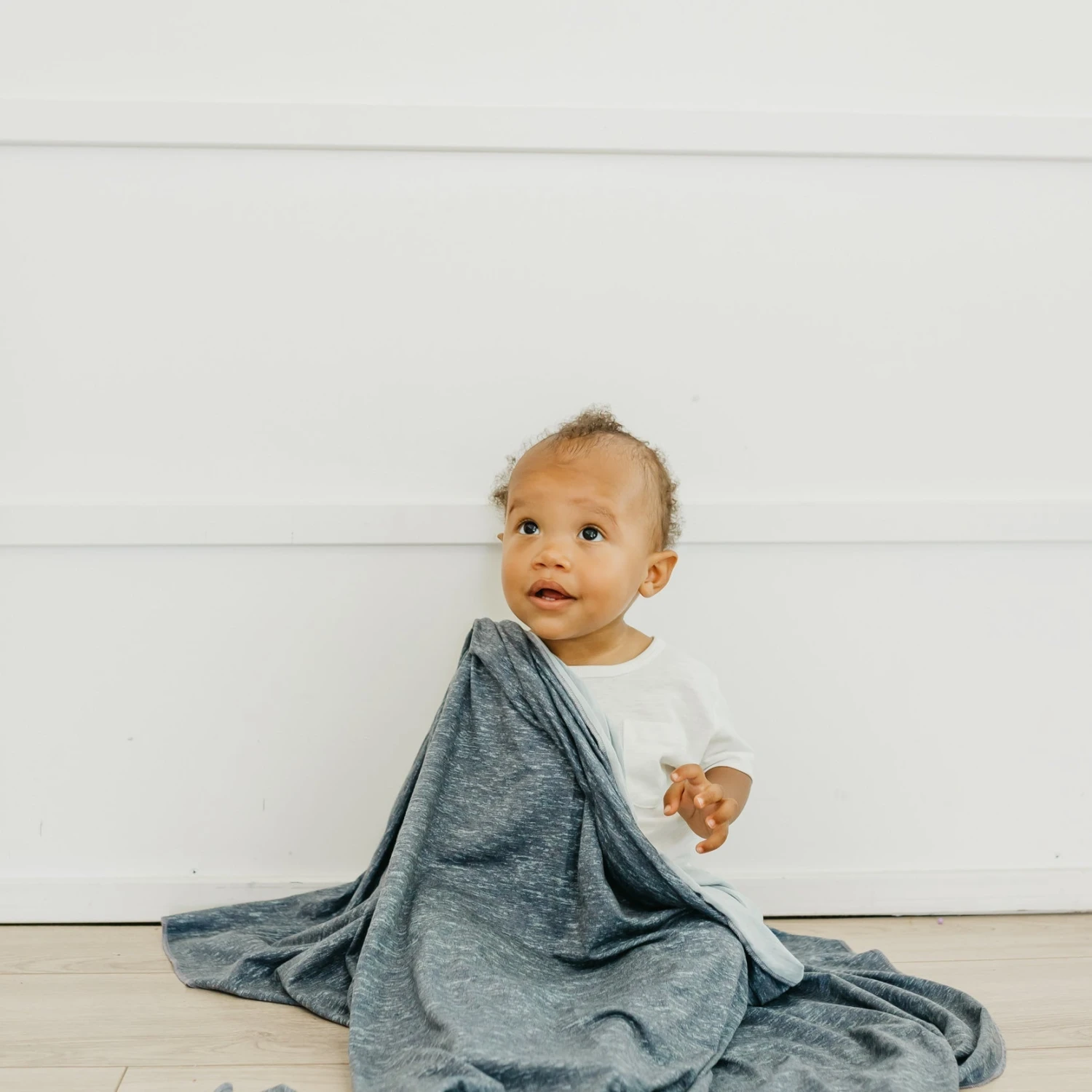 Copper Pearl Knit Swaddle Blanket | Denim 9 Copper Pearl Knit Swaddle Blanket | Denim - Image 7