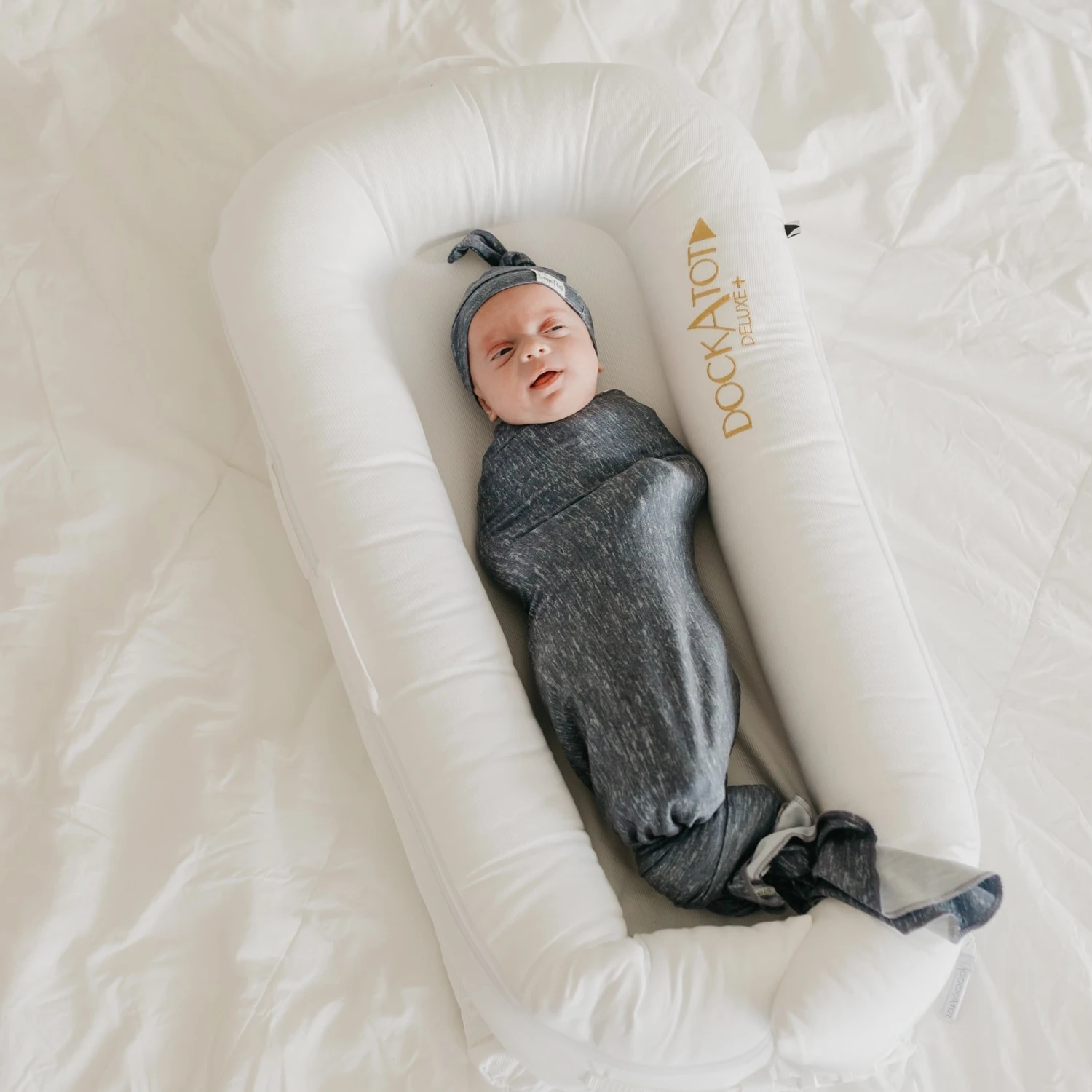 Copper Pearl Knit Swaddle Blanket | Slate 8 Copper Pearl Knit Swaddle Blanket | Slate - Image 6