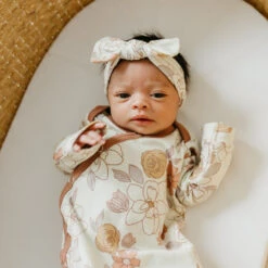 Copper Pearl Knit Headband Bow | Ferra -The Baby's Crib CopperPearl1120ACWB 212