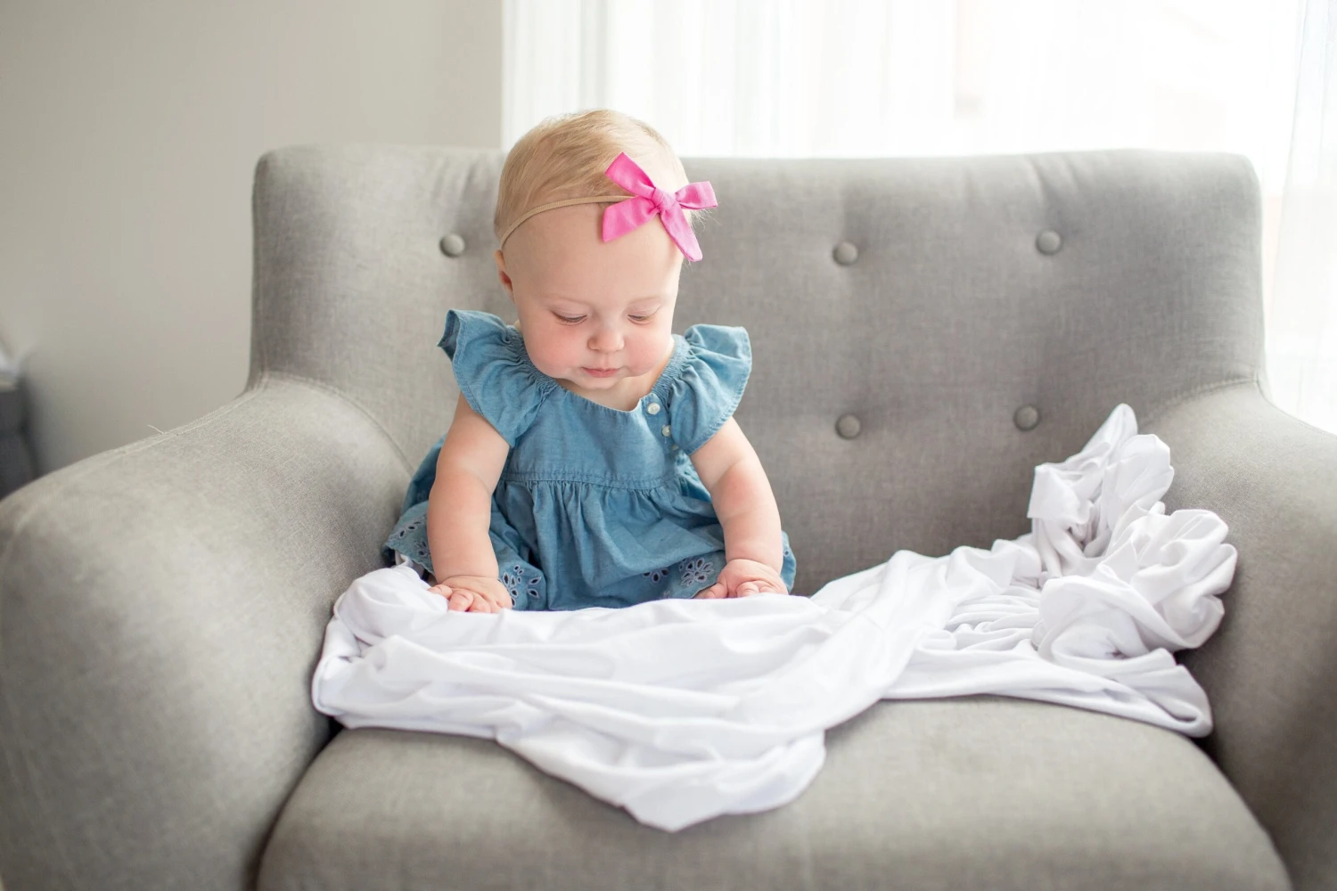 Copper Pearl Knit Swaddle Blanket | Dove 7 Copper Pearl Knit Swaddle Blanket | Dove - Image 5