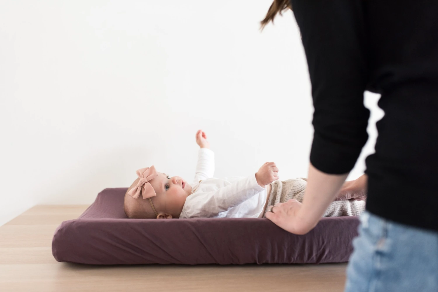 Copper Pearl Premium Knit Diaper Changing Pad Cover | Plum 4 Copper Pearl Premium Knit Diaper Changing Pad Cover | Plum - Image 2