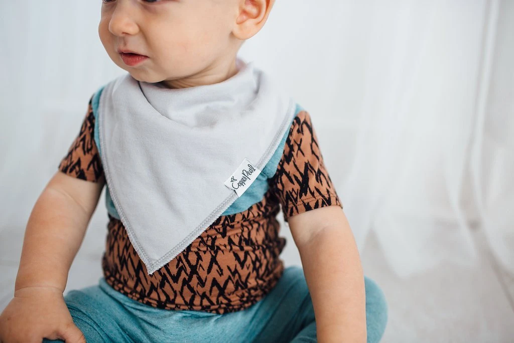 Copper Pearl Baby Bandana Bibs | Grey Basics 8 Copper Pearl Baby Bandana Bibs | Grey Basics - Image 6