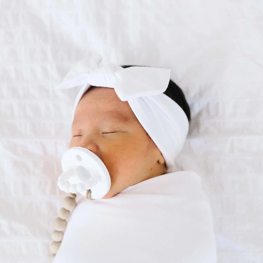 Copper Pearl Knit Headband Bow | Dove 4 Copper Pearl Knit Headband Bow | Dove - Image 2