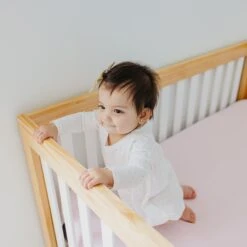 Copper Pearl Premium Knit Fitted Crib Sheet | Blossom -The Baby's Crib lifestyle2