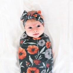 Copper Pearl Knit Headband Bow | Poppy -The Baby's Crib poppy